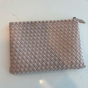 Naghedi Woven Leather Zip Pouch - Blush
